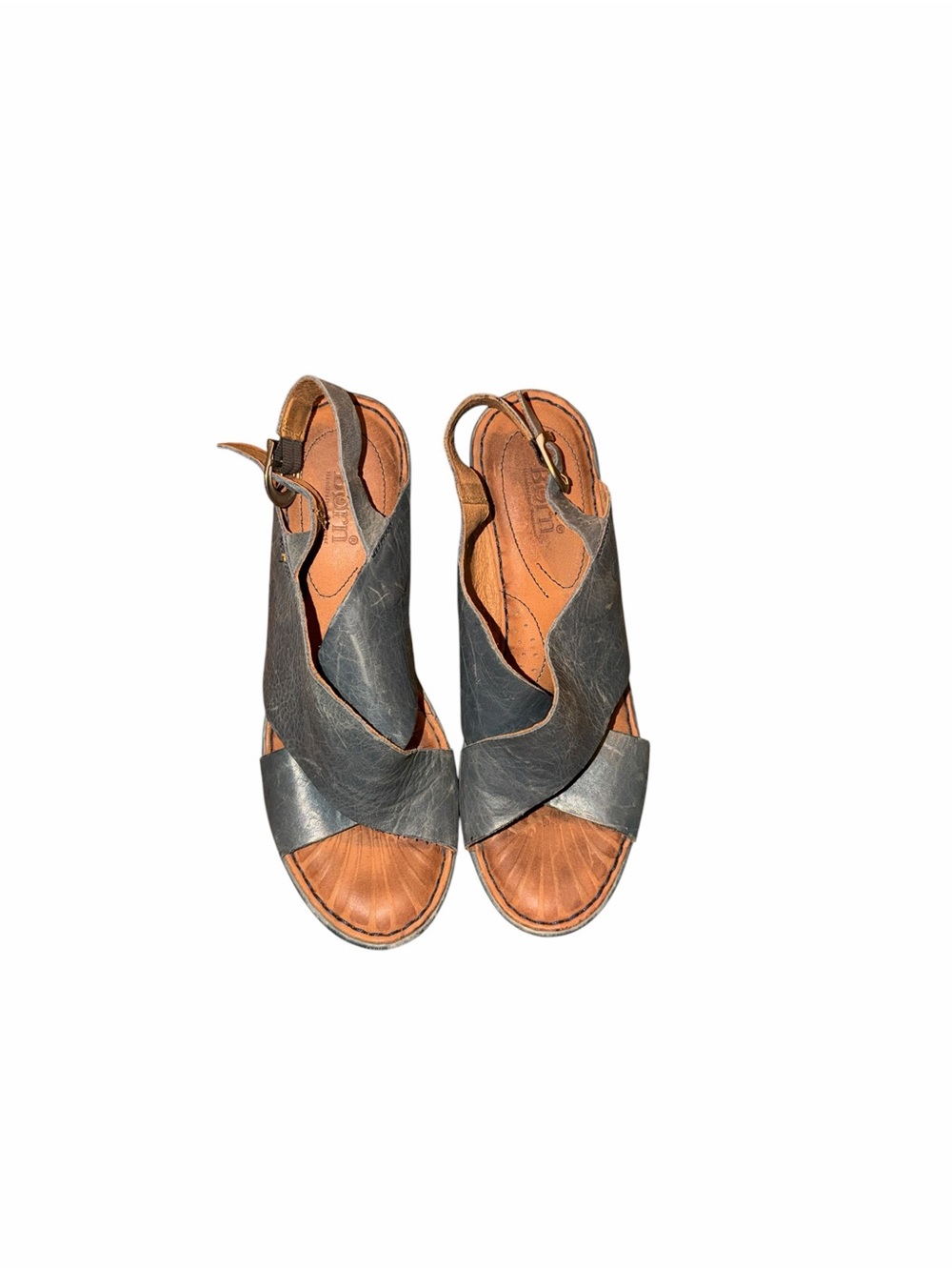 Born Women's Blue Leather Cross-Strap Slingback Sandals Size 9